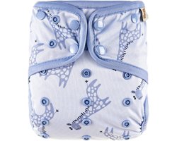 HappyBear | Luierbroekje - Blue Giraffe | Overbroekje wasbare luier | 4kg t/m 15kg | Extra dubbele beengootjes om doorlekken te voorkomen