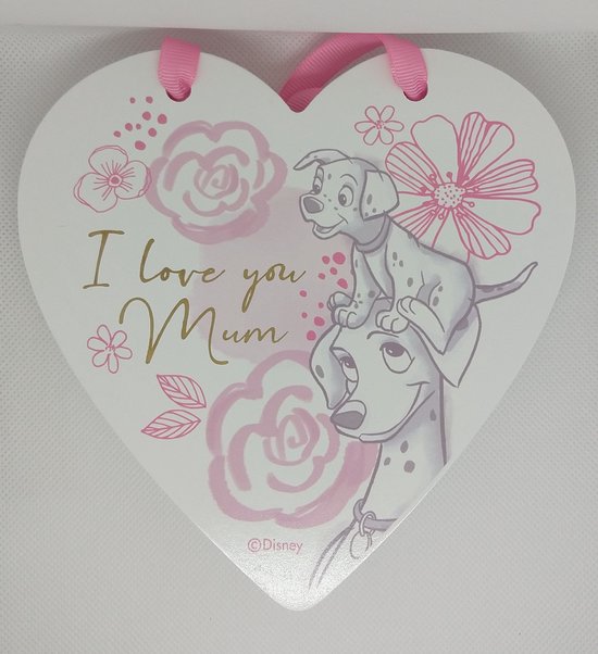 Disney - hart hanger - 101 Dalmatiërs "I LOVE YOU MUM" - 16 cm - Plaquette - Baby Gift - Baby kado - Doop - Baby shower - Kraam Cadeau van Disney — afbeelding 3