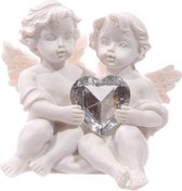Figurine chérubin blanc avec gemme en forme de coeur