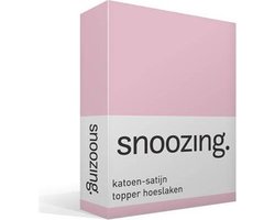 Snoozing - Katoen-satijn - Topper - Hoeslaken - Lits-jumeaux - 160x200 cm - Roze
