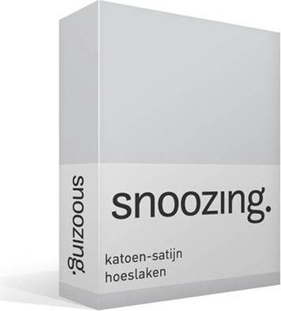Snoozing - Katoen- Satin - Hoeslaken - Double - 150x200 cm - Grijs