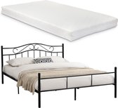 Metalen-frame bed - Florenz - Zwart met Matras - 200x180cm