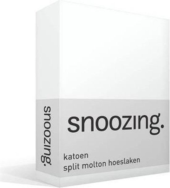 Snoozing - Katoen - Split - Molton - Hoeslaken - Lits-jumeaux - 200x200 cm - Wit