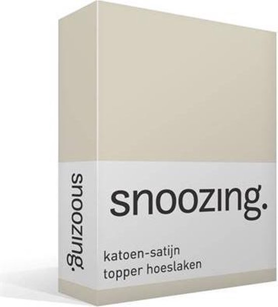Snoozing - Katoen-satijn - Topper - Hoeslaken - Eenpersoons - 90x220 cm - Ivoor