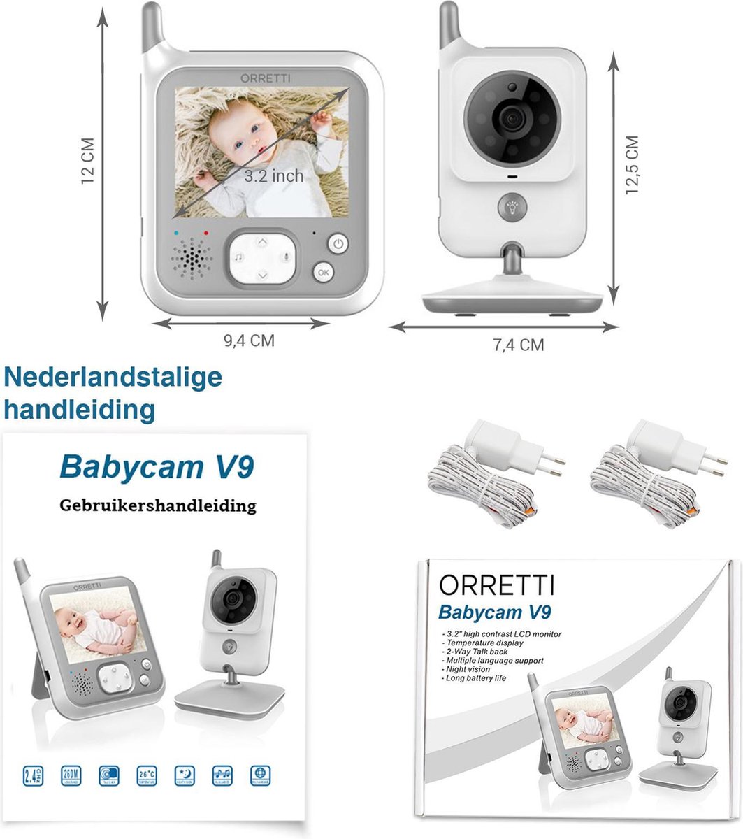 Orretti® V9 Babyfoon met camera met Nachtlampje - Krachtige Batterij -  Beter... | bol.com
