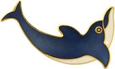 Behave® Sjaal clip sjaalspeld dolfijn blauw wit emaille 4 cm