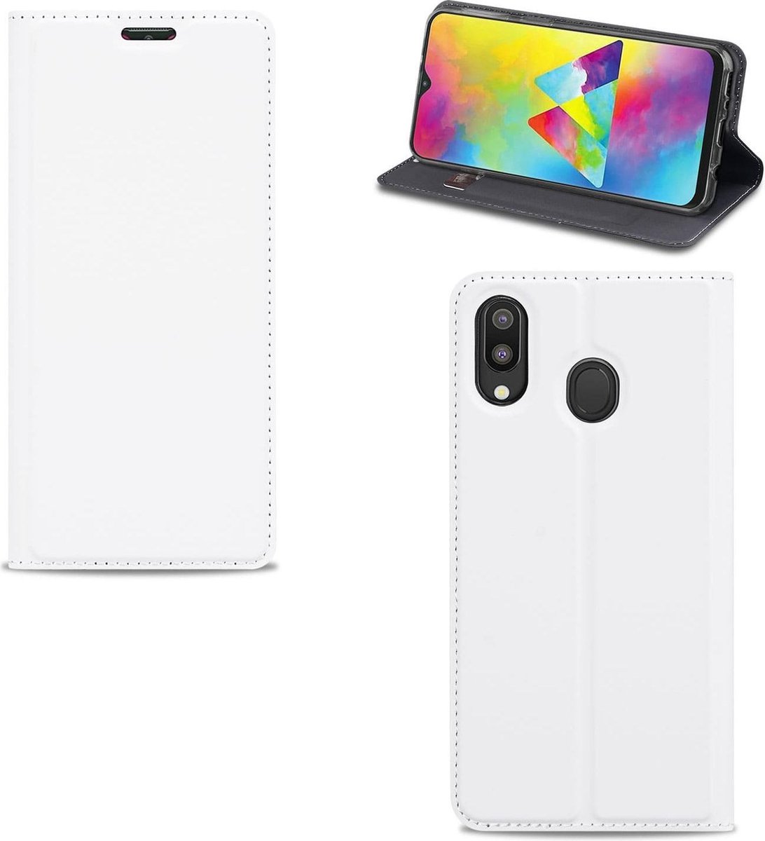 Samsung Galaxy M20 Hoesje Wit met Pashouder