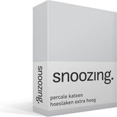 Snoozing - Hoeslaken - Extra hoog - Lits-jumeaux - 160x210 cm - Percale katoen - Grijs