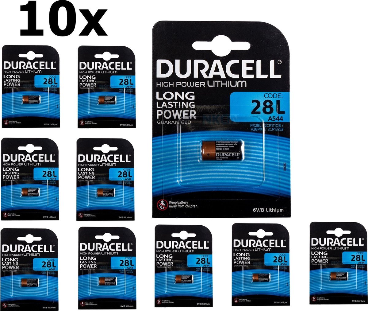 10 Stuks - Duracell V28PX, PX28L, V28PXL, K28L, 6231, PX28, EPX28, L544, L544A, L544BP, 2CR11108, 2CR1/3N, CR28L, 1406LC, VPX28, PX28G 6V Lithium batterij