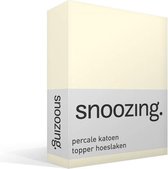 Snoozing - Topper - Hoeslaken  - Eenpersoons - 100x220 cm - Percale katoen - Ivoor
