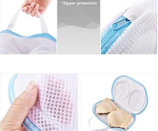 Bra Wash Bag - Lingerie Wash Bag - Bra Wash Bulb - Bra Wash Bag - Blanc avec bleu
