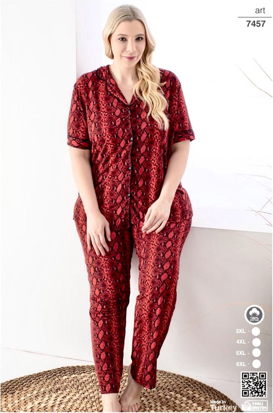Pyjama Set June / Plus Sizes / Blouse & Broek / 100% Katoen /maat 6XL |  bol.com