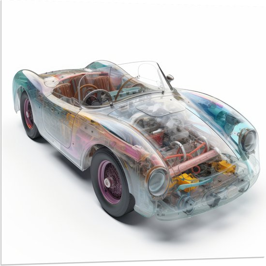 Acrylglas - Doorzichte Auto met Gekleurde Onderdelen - 80x80 cm Foto op Acrylglas (Wanddecoratie op Acrylaat)