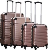 Bol.com Kofferset Vierkant Travelerz 4-delig ABS - Rosé goud aanbieding