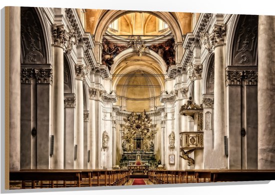 Hout - Altaar van Grote Witte Kathedraal - 120x80 cm - 9 mm dik - Foto op Hout (Met Ophangsysteem)