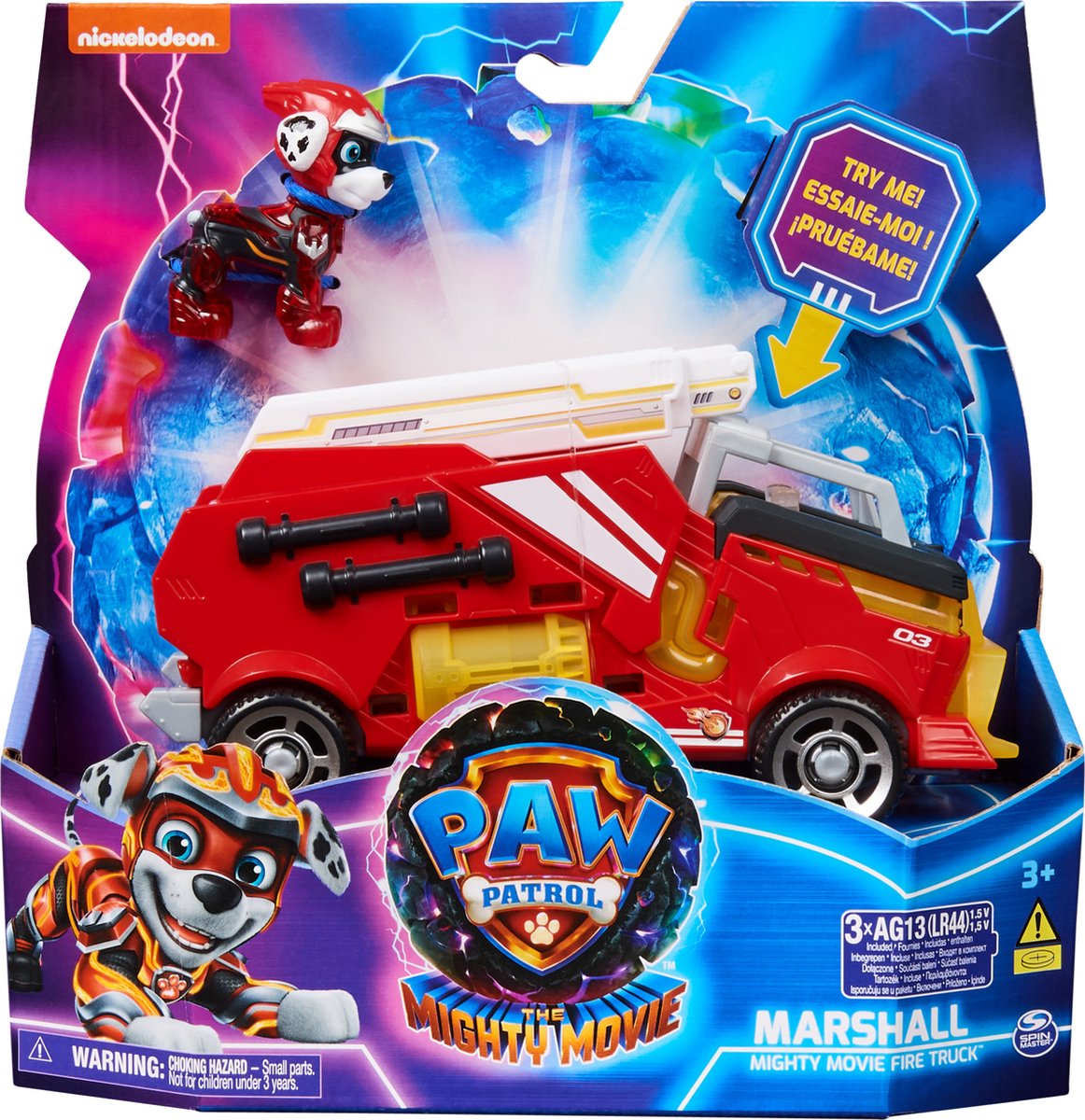 PAW Patrol : La Super Patrouille le film, Voiture avec figurine articulée  Chase Super-Chiots, sons et lumières, jouets pour filles et garçons camion