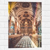 Muursticker - Kerk Vol met Prachtige Gouden Schilderingen - 40x60 cm Foto op Muursticker