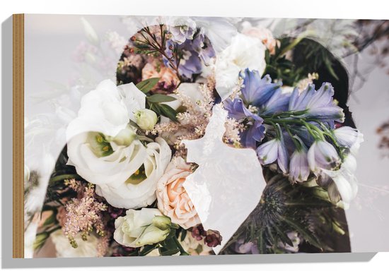 Hout - Bloemen - Personen - Kleuren - 60x40 cm - 9 mm dik - Foto op Hout (Met Ophangsysteem)