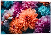 Tuinposter – Veel Gekleurde Bloemen - 120x80 cm Foto op Tuinposter (wanddecoratie voor buiten en binnen)
