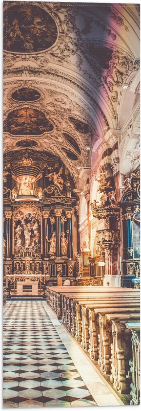 Vlag - Kerk Vol met Prachtige Gouden Schilderingen - 20x60 cm Foto op Polyester Vlag