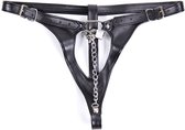 Lederen BDSM String | Slot en sleutel | Kuisheidskooi vrouwen | Bondage lingerie | Zeer goede kwaliteit | One size
