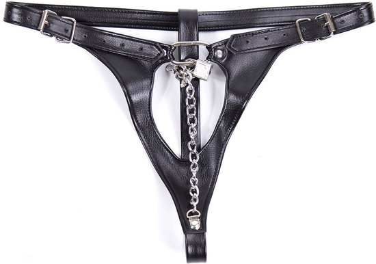 Foto: Lederen bdsm string slot en sleutel kuisheidskooi vrouwen bondage lingerie zeer goede kwaliteit one size