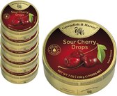 6 blikjes Sour Cherry Drops á 200 gram - Voordeelverpakking Snoepgoed