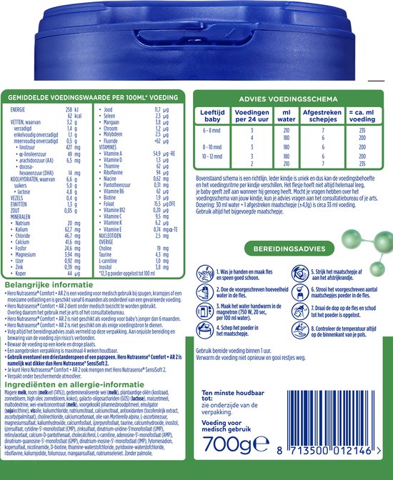 Hero Nutrasense Comfort+ AR Opvolgmelk 2 (6+ Maanden) - Flesvoeding - 1 x 700gr - Palmolievrij van Hero — afbeelding 2