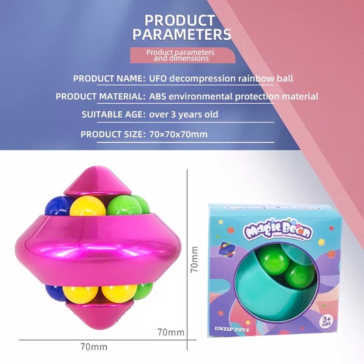 JUSCH Magic Bean Roterende Kubus Speelgoed Voor Kinderen, Magic Beans Vinger Educatief Speelgoed Games Stress Relief Iq Puzzel Voor Tiener Volwassene Spinning Ball Creative E