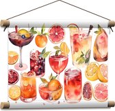 Textielposter - Geketende Cocktails met Fruitstukken - 40x30 cm Foto op Textiel