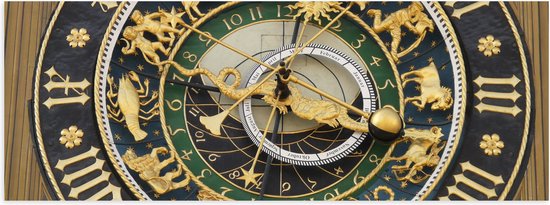 Poster (Mat) - Astronomische Bruine Klok met Gouden Details - 60x20 cm Foto op Posterpapier met een Matte look