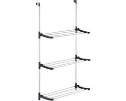 Kinvara droogrek - zilver/zwart - 12 x 7 x 61 cm - metaal/kunststof - wasrek - ophangbaar