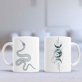 Mug Argent Serpent - Lune - Lune - esthétique - mignon - Cadeau - Cadeau - Cristal - Serpent - Phase - Sombre - Pleine Lune