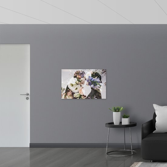 Canvas - Bloemen - Personen - Kleuren - 90x60 cm Foto op Canvas Schilderij (Wanddecoratie op Canvas)