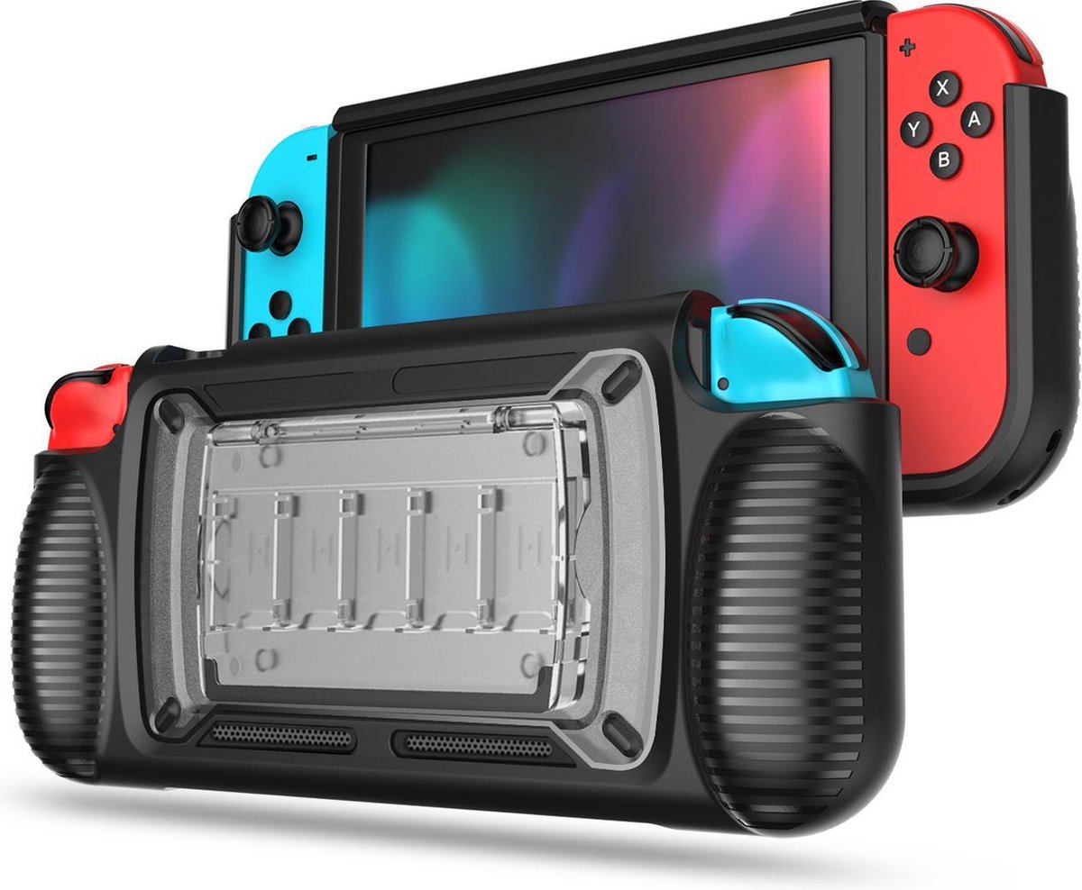 YONO Nintendo Switch Case Hoes TPU Beschermhoes Cover met Ergonomisch Handgrip Zwart
