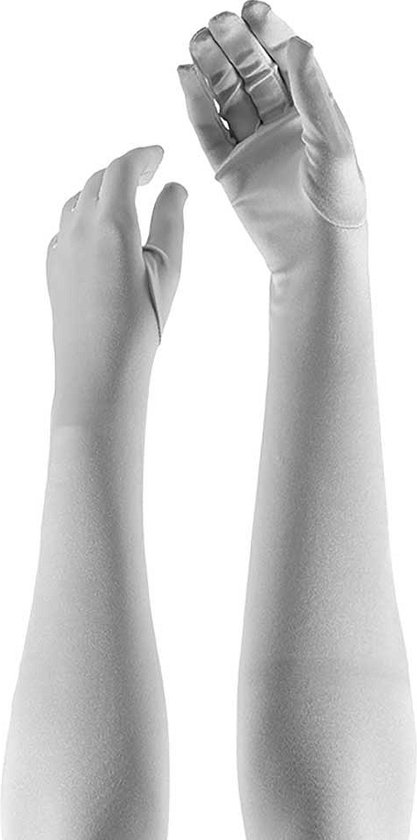 Apollo - Lange handschoenen - Satijnen handschoenen 60 cm - Wit - One size - - accessoires - Lange handschoenen verkleed - Carnaval