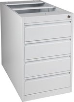 Praktische standcontainer 3 lades diep 60CM kleur Licht grijs (Ral 7035) topblad Wit