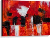 Canvas - Zwarte en Witte Verfvegen op Rode Achtergrond - 100x75 cm Foto op Canvas Schilderij (Wanddecoratie op Canvas)