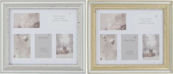 Fotolijsten DKD Home Decor Luxury 46,5 x 2 x 40 cm Kristal Zilverkleurig Gouden polyestyreen Traditioneel (2 Stuks)