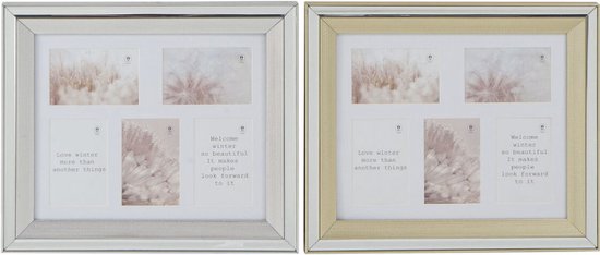Fotolijsten DKD Home Decor Kristal polyestyreen Gouden Zilverkleurig Traditioneel 47 x 2 x 40 cm (2 Stuks)