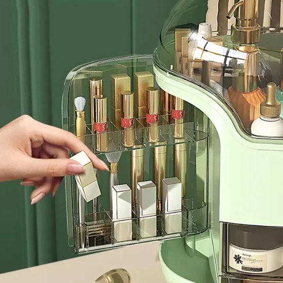 MakeUp Organizer XXL Groen Retro look Veel opbergruimte