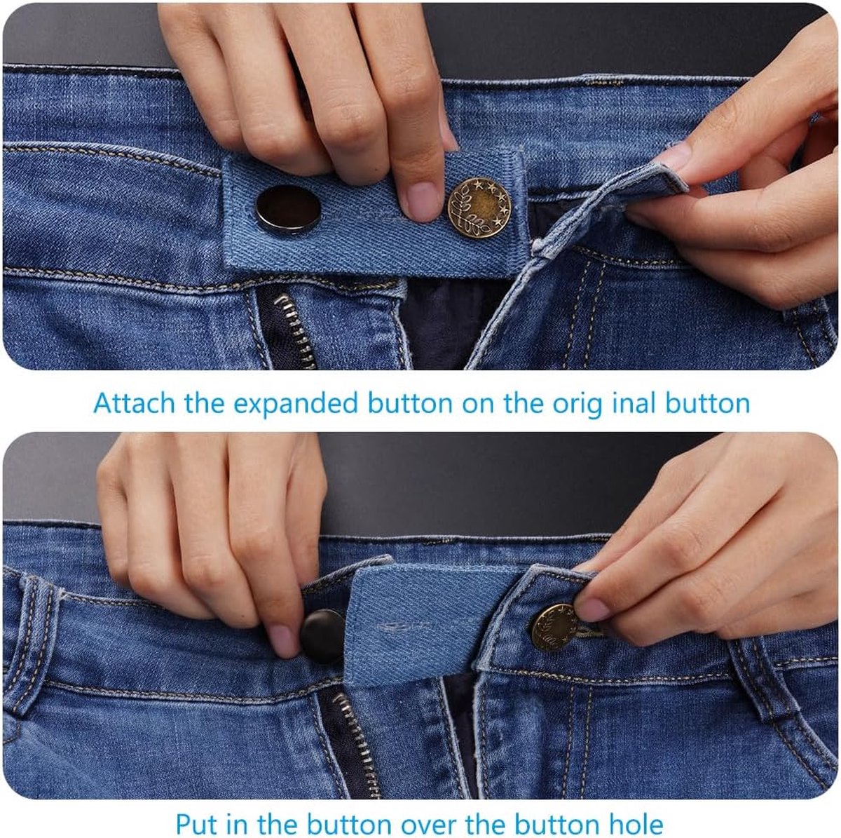 Bouton d'extension de taille en jean et jupe, boutons en métal  confortables, réglage élastique, bouton