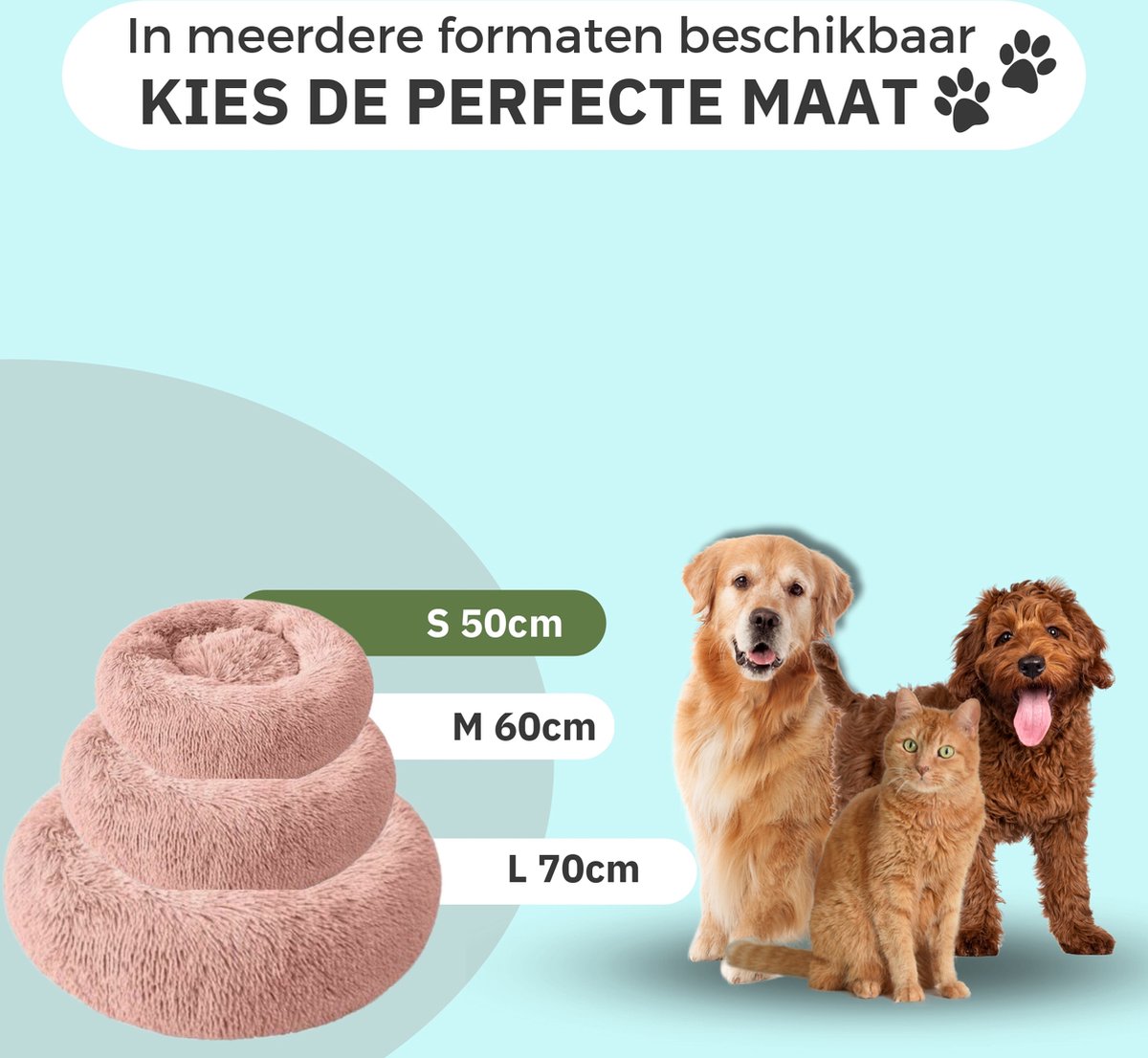 Donut Hondenmand - Kattenmand - Maat S - 50cm (ligvlak van 35cm) - Roze -Fluffy en Wasbaar thumbnail 7