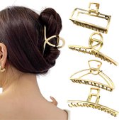 MOONIE'S® Barettes et pinces à cheveux en métal doré 4 pièces - Pince à cheveux - Goud - Or brillant