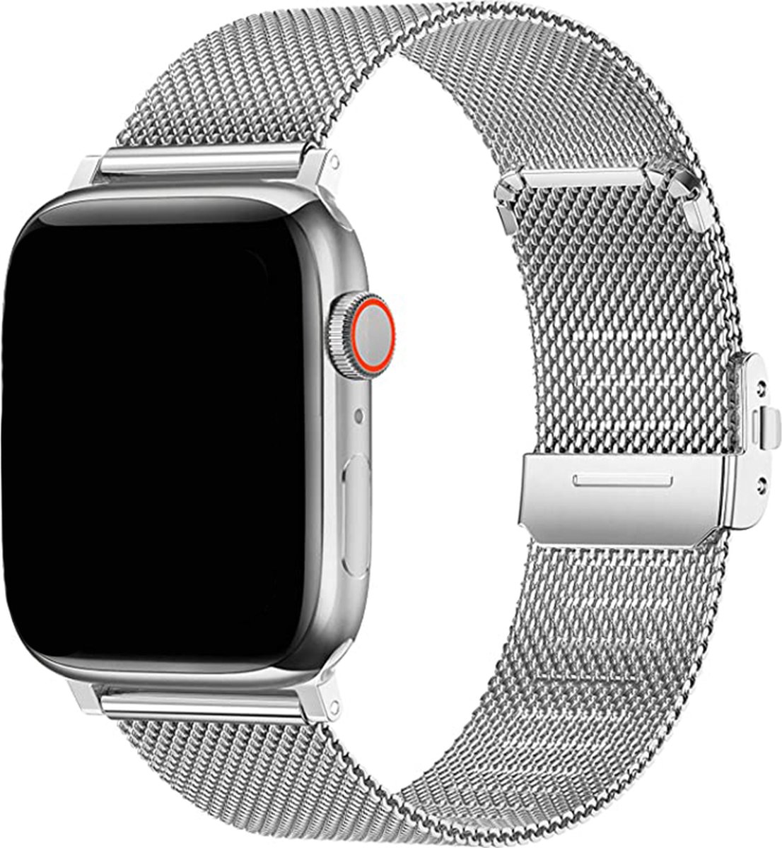 Innerlight® Milanese+ - Zilver - 42/44/45/46/49mm - Milanese band geschikt voor Apple Watch - Roestvrij staal - RVS - Luxe sluiting - Geschikt als Apple watch bandje voor Series 1/2/3/4/5/6/7/8/9/10/11/SE/Ultra/Ultra 2