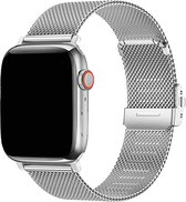 Innerlight® Milanese+ - Zilver - 42/44/45/49mm - Milanese band geschikt voor Apple Watch - Roestvrij staal - RVS - Luxe sluiting - Geschikt als Apple watch bandje voor Series 1/2/3/4/5/6/SE/7/8/9/Ultra