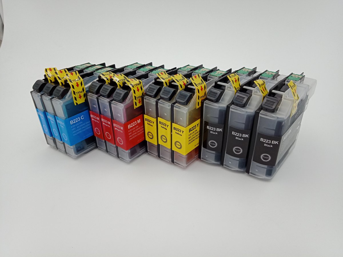 KATRIZ® huismerk inkt voor Brother 3x LC223XL BK +3x LC223XL C+ 3x LC223XL M+ 3x LC223XL Y (12stuks) - Met chip
