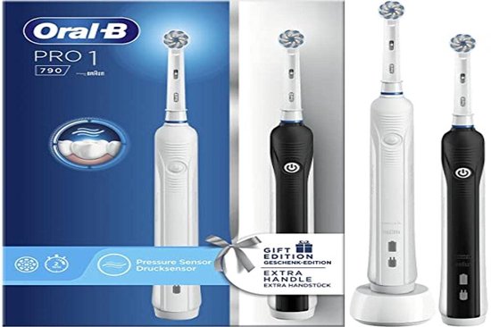 Oral-B Pro 1 790 Sensitive Elektrische tandenborstels - 2 stuks - zwart wit - Oral B
