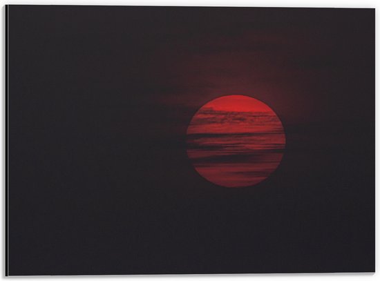 Dibond - Zon - Maan - Wolken - Rood - 40x30 cm Foto op Aluminium (Met Ophangsysteem)