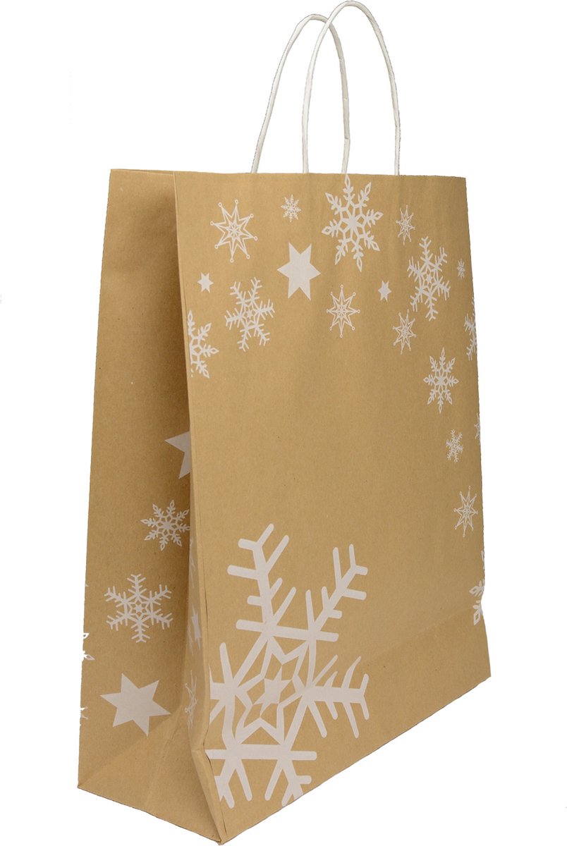 Kersttassen Papier - Bruin - 32+13x40+6 cm - Eco uitstraling - 25 Stuks - Winterfeest